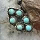 Vintage Native American Silver Turquoise Cluster Ring Size 7 For Women