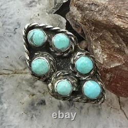Vintage Native American Silver Turquoise Cluster Ring Size 7 For Women