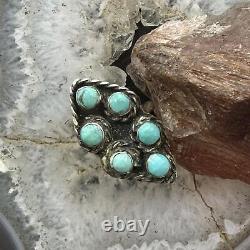 Vintage Native American Silver Turquoise Cluster Ring Size 7 For Women