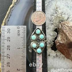 Vintage Native American Silver Turquoise Cluster Ring Size 7 For Women