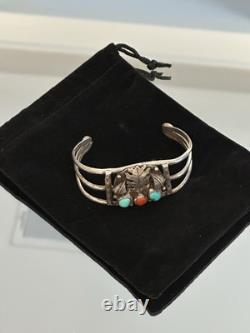 Vintage Native American Silver & Turquoise Cuff