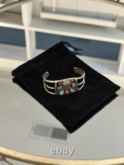 Vintage Native American Silver & Turquoise Cuff