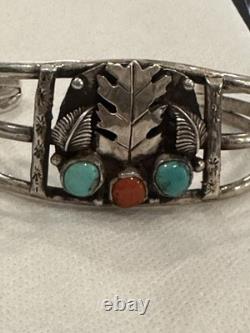 Vintage Native American Silver & Turquoise Cuff