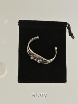 Vintage Native American Silver & Turquoise Cuff