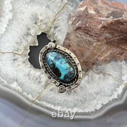 Vintage Native American Silver Turquoise Ring Size 6.5 For Women