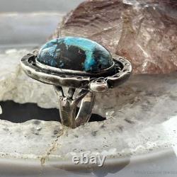 Vintage Native American Silver Turquoise Ring Size 6.5 For Women