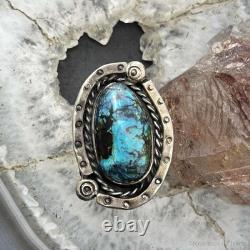 Vintage Native American Silver Turquoise Ring Size 6.5 For Women