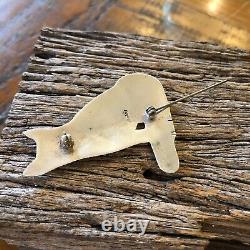 Vintage Native American Solid Sterling Silver Sitting Wolf Brooch Fine Jewellery