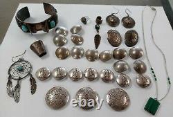 Vintage Native American Southwestern Sterling Silver Mixed Jewelry Lot 30 Items