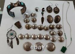 Vintage Native American Southwestern Sterling Silver Mixed Jewelry Lot 30 Items