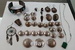 Vintage Native American Southwestern Sterling Silver Mixed Jewelry Lot 30 Items