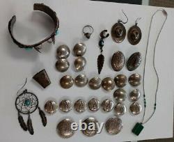 Vintage Native American Southwestern Sterling Silver Mixed Jewelry Lot 30 Items