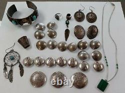 Vintage Native American Southwestern Sterling Silver Mixed Jewelry Lot 30 Items