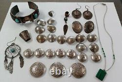 Vintage Native American Southwestern Sterling Silver Mixed Jewelry Lot 30 Items