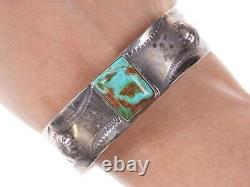 Vintage Native American Stamped sterling turquoise bracelet