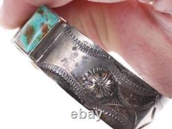 Vintage Native American Stamped sterling turquoise bracelet