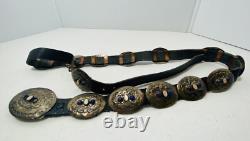 Vintage Native American Sterling CL Belt with white and Blue Stones