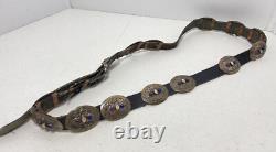 Vintage Native American Sterling CL Belt with white and Blue Stones