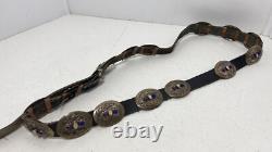 Vintage Native American Sterling CL Belt with white and Blue Stones