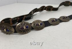 Vintage Native American Sterling CL Belt with white and Blue Stones