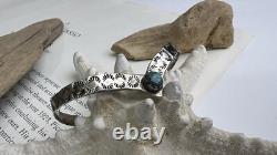 Vintage Native American Sterling Cuff Bracelet Blue Turquoise Heart Jewelry
