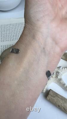 Vintage Native American Sterling Cuff Bracelet Blue Turquoise Heart Jewelry