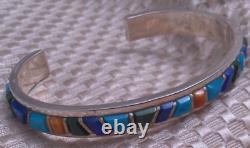 Vintage Native American Sterling Silver 925 Multi-Gemstone 6.25 Cuff (Grp. 5)