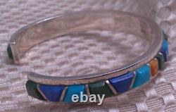 Vintage Native American Sterling Silver 925 Multi-Gemstone 6.25 Cuff (Grp. 5)
