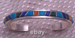Vintage Native American Sterling Silver 925 Multi-Gemstone 6.25 Cuff (Grp. 5)
