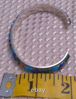 Vintage Native American Sterling Silver 925 Multi-Gemstone 6.25 Cuff (Grp. 5)