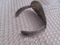Vintage Native American Sterling Silver 925 Turquoise & Coral Bull Cuff (Grp. 8)