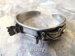 Vintage Native American Sterling Silver. 925 Watch Cuff Bracelet Signed TT 29g