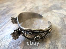 Vintage Native American Sterling Silver. 925 Watch Cuff Bracelet Signed TT 29g