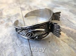 Vintage Native American Sterling Silver. 925 Watch Cuff Bracelet Signed TT 29g