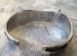 Vintage Native American Sterling Silver. 925 Watch Cuff Bracelet Signed TT 29g