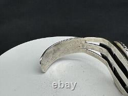 Vintage Native American Sterling Silver Agate Cuff Bracelet