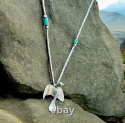 Vintage Native American Sterling Silver Bird Fetish Necklace