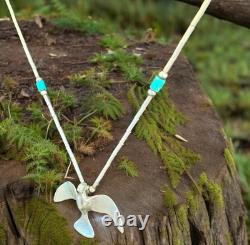 Vintage Native American Sterling Silver Bird Fetish Necklace