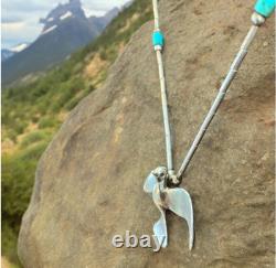 Vintage Native American Sterling Silver Bird Fetish Necklace