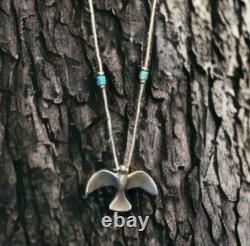 Vintage Native American Sterling Silver Bird Fetish Necklace