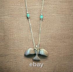 Vintage Native American Sterling Silver Bird Fetish Necklace