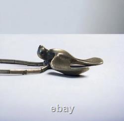 Vintage Native American Sterling Silver Bird Fetish Necklace