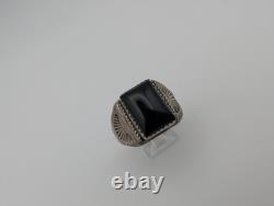 Vintage Native American Sterling Silver Black Onyx Ring Size 11.5 Unsigned