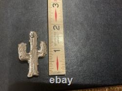 Vintage Native American Sterling Silver Cactus Brooch-Butterfly Hallmark 925