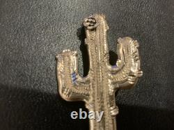Vintage Native American Sterling Silver Cactus Brooch-Butterfly Hallmark 925
