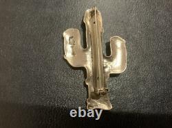 Vintage Native American Sterling Silver Cactus Brooch-Butterfly Hallmark 925