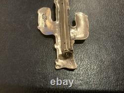 Vintage Native American Sterling Silver Cactus Brooch-Butterfly Hallmark 925