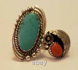 Vintage Native American Sterling Silver Coral and Turquoise Jewelry Lot