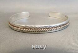 Vintage Native American Sterling Silver Cuff Bracelet By Navajo Artist AM 9.9 g