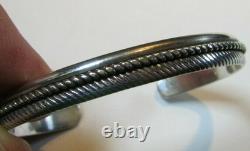 Vintage Native American Sterling Silver Cuff Bracelet By Navajo Artist AM 9.9 g